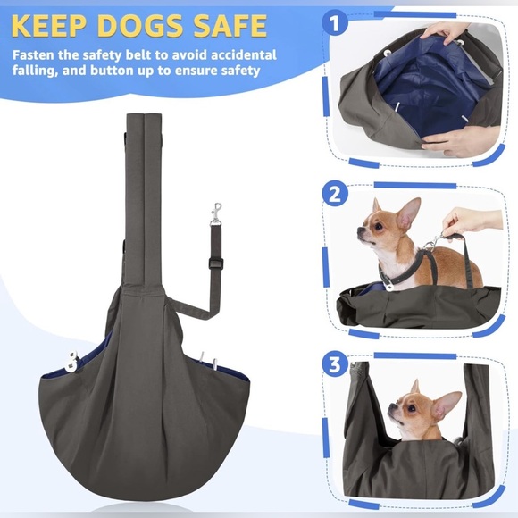 SlowTon Hands-Free Padded & Adjustable Sling Dog & Cat Carrier - Picture 3 of 11
